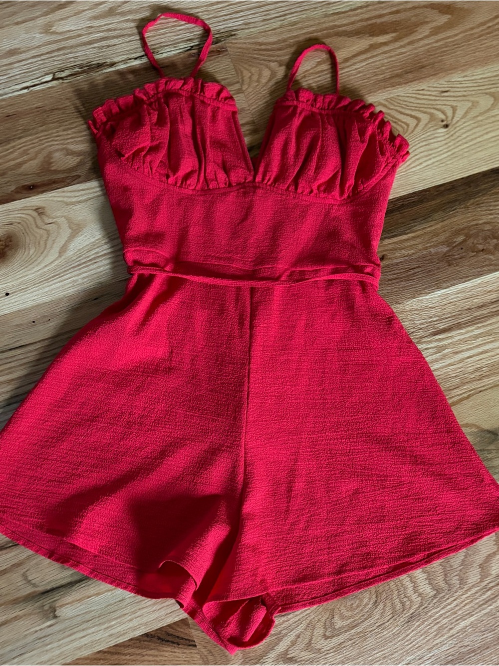 Cute nice Red Ruffle Bust Romper light material Size M